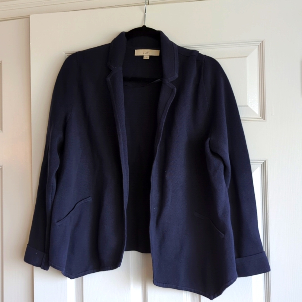 LOFT Navy Open-Front Blazer Jacket